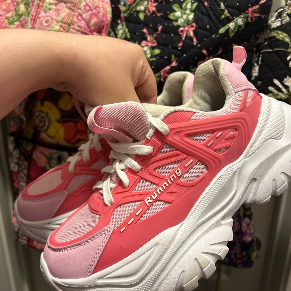 Pink Chunky Running Sneakers for Women